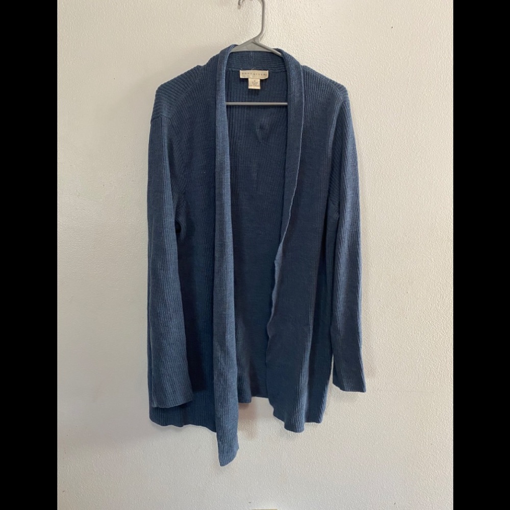 Doncaster 100% Wool Ribbed Open-Front Cardigan - Size M
